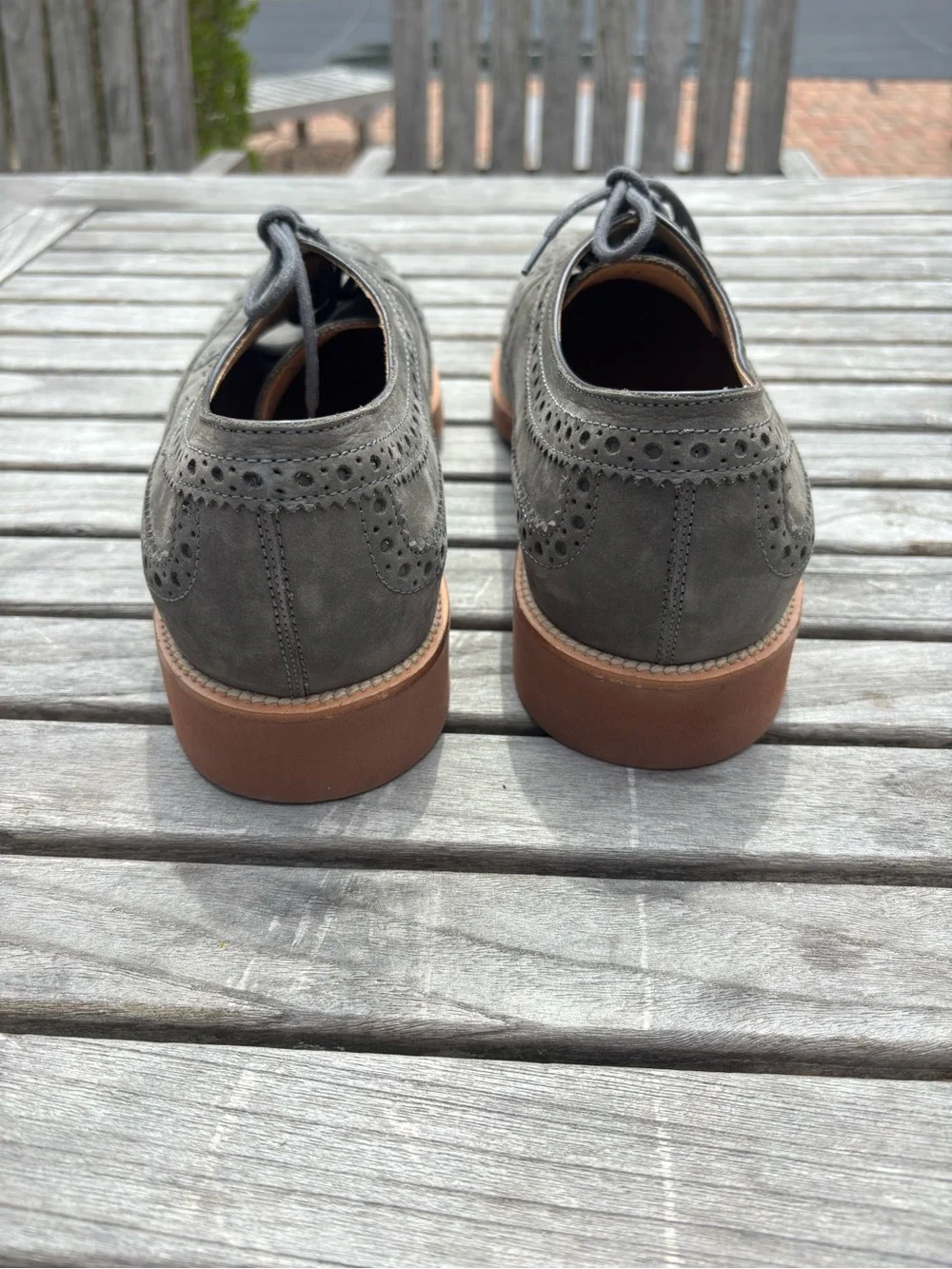 Tod’s Derby Bucature Wing Tip Lace Up Suede Oxfords Sage Green Size 11